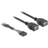 Kabel USB 2.0 gniazdo 2,54mm raster 10-pin. - 2x USB typ A gniazdo 40cm Delock 83823