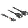 Kabel USB 2.0 gniazdo 2,54mm raster 10-pin. - 2x USB typ A gniazdo 40cm Delock 83823