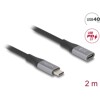 Przedłużacz USB 40Gbps USB-C męsko-żeński PD 3.1 240W 2m szary metalowy Delock 81202
