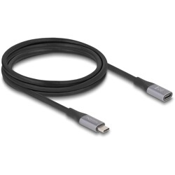Przedłużacz USB 40Gbps USB-C męsko-żeński PD 3.1 240W 2m szary metalowy Delock 81202