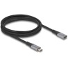 Przedłużacz USB 40Gbps USB-C męsko-żeński PD 3.1 240W 2m szary metalowy Delock 81202