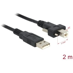 Przewód USB 2.0 typ A męski - typ B męski ze śrubkami 2m Delock 83595
