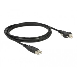 Przewód USB 2.0 typ A męski - typ B męski ze śrubkami 2m Delock 83595 Przewód USB 2.0 typ A męski - typ B męski ze śrubkami 2m Delock 83595