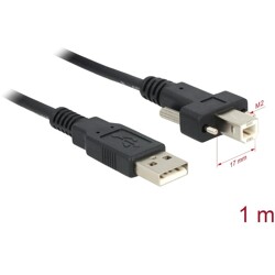 Przewód USB 2.0 typ A męski - typ B męski ze śrubkami 1m Delock 83594