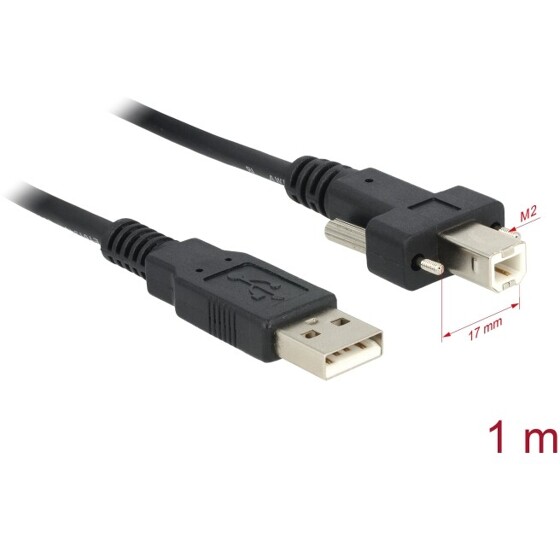 Przewód USB 2.0 typ A męski - typ B męski ze śrubkami 1m Delock 83594