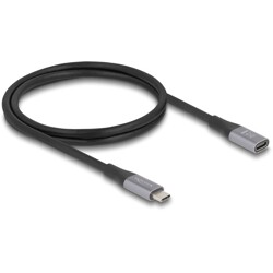 Przedłużacz USB 40Gbps USB-C męsko-żeński PD 3.1 240W 1m szary metalowy Delock 81201 Przedłużacz USB 40Gbps USB-C męsko-żeński PD 3.1 240W 1m szary metalowy Delock 81201