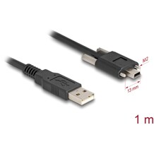 Kabel USB 2.0 typ A męski - typ mini-B męski ze śrubami 1m czarny Delock 80478