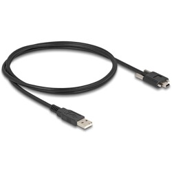 Kabel USB 2.0 typ A męski - typ mini-B męski ze śrubami 1m czarny Delock 80478 Kabel USB 2.0 typ A męski - typ mini-B męski ze śrubami 1m czarny Delock 80478