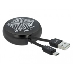 Kabel na szpuli USB typ A do micro-B czarny Delock 85818