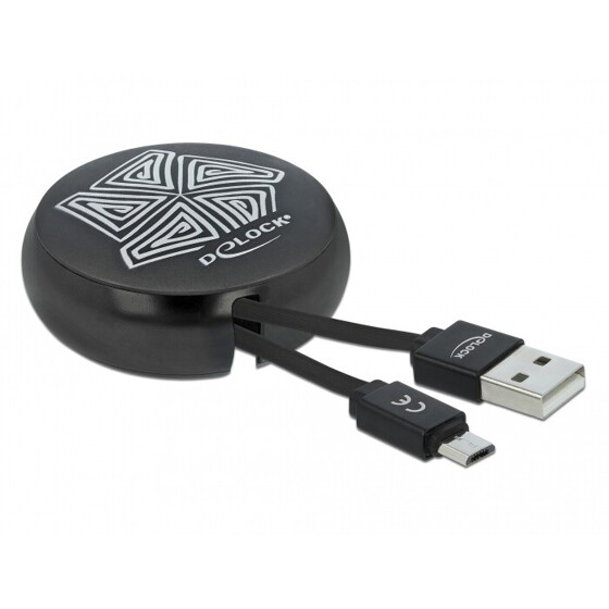 Kabel na szpuli USB typ A do micro-B czarny Delock 85818