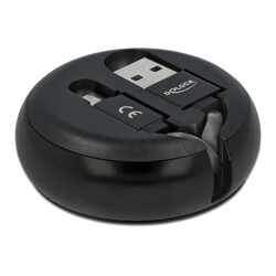 Kabel na szpuli USB typ A do micro-B czarny Delock 85818 Kabel na szpuli USB typ A do micro-B czarny Delock 85818