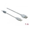 Przedłużacz USB 2.0 typ A męsko-żeński 1m przezroczysty Delock 83881