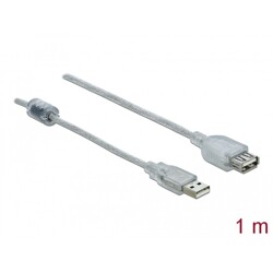 Przedłużacz USB 2.0 typ A męsko-żeński 1m przezroczysty Delock 83881