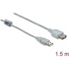 Przedłużacz USB 2.0 typ A męsko-żeński 1,5m przezroczysty Delock 83882