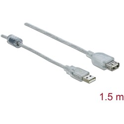 Przedłużacz USB 2.0 typ A męsko-żeński 1,5m przezroczysty Delock 83882