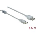 Przedłużacz USB 2.0 typ A męsko-żeński 1,5m przezroczysty Delock 83882