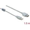 Przedłużacz USB 2.0 typ A męsko-żeński 1,5m przezroczysty Delock 83882
