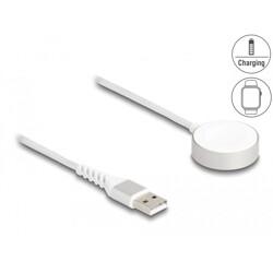 Kabel ładujący USB do Apple Watch MFi 1m biały magnetyczny Delock 83006