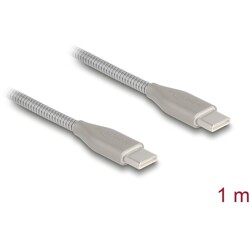 Kabel USB-C USB 2.0 z metalową osłoną USB-C męsko-męski PD 3.0 60W 1m srebrny Delock 81259