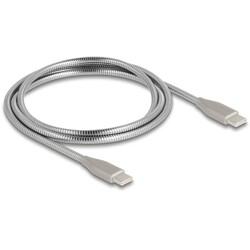 Kabel USB-C USB 2.0 z metalową osłoną USB-C męsko-męski PD 3.0 60W 1m srebrny Delock 81259