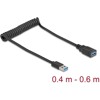 Kabel spiralny USB 5Gbps męsko-żeński 0,4 do 0,6 m czarny Delock 90367