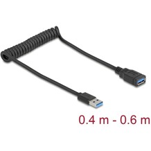 Kabel spiralny USB 5Gbps męsko-żeński 0,4 do 0,6 m czarny Delock 90367