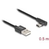 Przewód USB 2.0 typ A wtyk męski do USB-C wtyk męski kątowy 50cm czarny Delock 80029