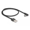 Przewód USB 2.0 typ A wtyk męski do USB-C wtyk męski kątowy 50cm czarny Delock 80029