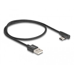 Przewód USB 2.0 typ A wtyk męski do USB-C wtyk męski kątowy 50cm czarny Delock 80029