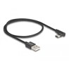 Przewód USB 2.0 typ A wtyk męski do USB-C wtyk męski kątowy 50cm czarny Delock 80029