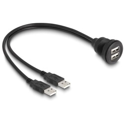 Kabel USB 2.0 2x USB typ A męski do 2x USB typ A żeński do zabudowy 1m czarny Delock 88104 Kabel USB 2.0 2x USB typ A męski do 2x USB typ A żeński do zabudowy 1m czarny Delock 88104