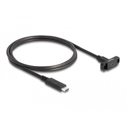 Kabel SuperSpeed USB 10Gbps USB-C męsko-żeński 1m do montażu w panelu czarny Delock 87824 Kabel SuperSpeed USB 10Gbps USB-C męsko-żeński 1m do montażu w panelu czarny Delock 87824