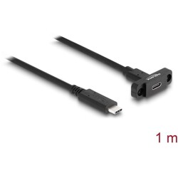Kabel SuperSpeed USB 10Gbps USB-C męsko-żeński 1m do montażu w panelu czarny Delock 87824 Kabel SuperSpeed USB 10Gbps USB-C męsko-żeński 1m do montażu w panelu czarny Delock 87824