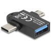 Adapter USB 10Gbps z USB-A żeński do USB-C męski + USB micro-B męski OTG Delock 60739