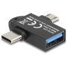 Adapter USB 10Gbps z USB-A żeński do USB-C męski + USB micro-B męski OTG Delock 60739