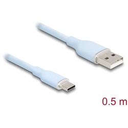 Kabel USB 2.0 USB typ A - USB-C męsko-męski 50cm niebieski silikon Delock 81221