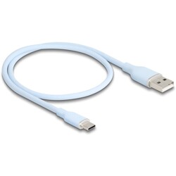 Kabel USB 2.0 USB typ A - USB-C męsko-męski 50cm niebieski silikon Delock 81221 Kabel USB 2.0 USB typ A - USB-C męsko-męski 50cm niebieski silikon Delock 81221