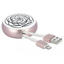 Kabel na szpuli USB typ A do Lightning biały / różowy Delock 85817
