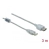 Przedłużacz USB 2.0 typ A męsko-żeński 3m przezroczysty Delock 83884