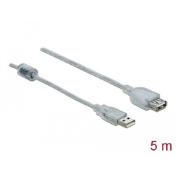 Przedłużacz USB 2.0 typ A męsko-żeński 5m przezroczysty Delock 83885