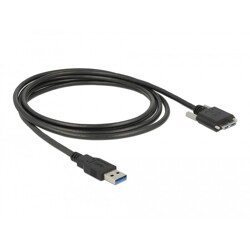 Przewód USB 3.0 typ A - micro-B męsko-męski męski ze śrubkami 3m Delock 83599 Przewód USB 3.0 typ A - micro-B męsko-męski męski ze śrubkami 3m Delock 83599