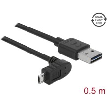 Przewód EASY-USB 2.0 typ A wtyk męski do EASY-USB 2.0 typ micro-B wtyk męski w górę / w dół 50cm czarny Delock 83849