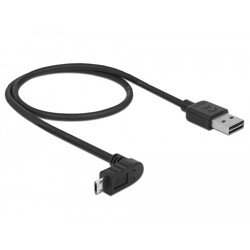 Przewód EASY-USB 2.0 typ A wtyk męski do EASY-USB 2.0 typ micro-B wtyk męski w górę / w dół 50cm czarny Delock 83849