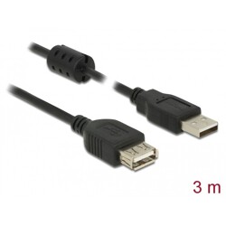 Przedłużacz USB 2.0 typ A męski - typ A żeński 3m czarny Delock 84886