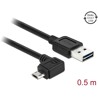 Przewód EASY-USB 2.0 typ A wtyk męski do EASY-USB 2.0 typ micro-B wtyk męski kątowy w lewo / w prawo 50cm czarny Delock 83847