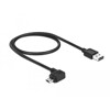 Przewód EASY-USB 2.0 typ A wtyk męski do EASY-USB 2.0 typ micro-B wtyk męski kątowy w lewo / w prawo 50cm czarny Delock 83847