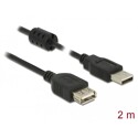 Przedłużacz USB 2.0 typ A męski - typ A żeński 2m czarny Delock 84885