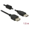 Przedłużacz USB 2.0 typ A męski - typ A żeński 1,5m czarny Delock 84884
