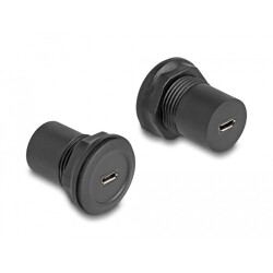 Gniazdo na panel USB 2.0 typ micro-B na USB 2.0 typ micro-B czarne Delock 66743