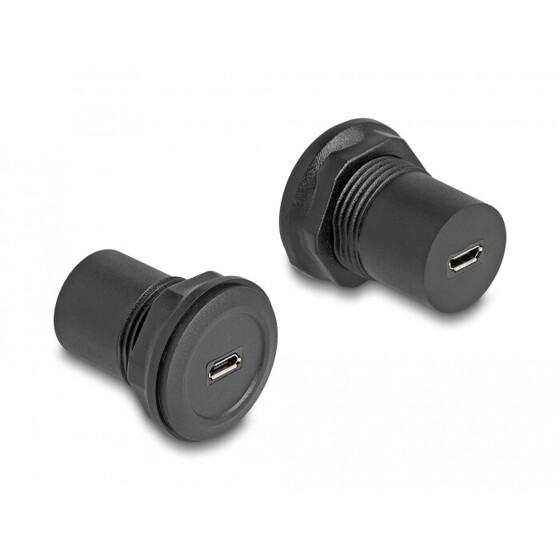 Gniazdo na panel USB 2.0 typ micro-B na USB 2.0 typ micro-B czarne Delock 66743